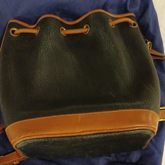 Vintage Dooney & Bourke Brown and Black Teton Leather Bucket Bag - Picture 8 of 12